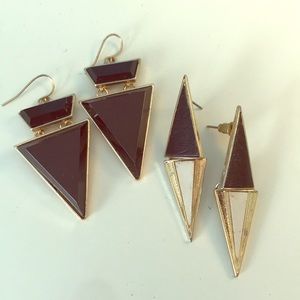 SET OF TWO: Black/Gold Earrings